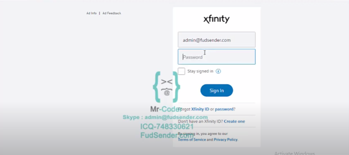 Xfinity and Comcast Scam Page